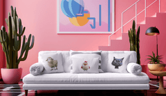 Kissen - Bezug 3 Teiler Motiv Schaf - Huhn und Böser Katze ohne Füllung 40x40 - BCS Design