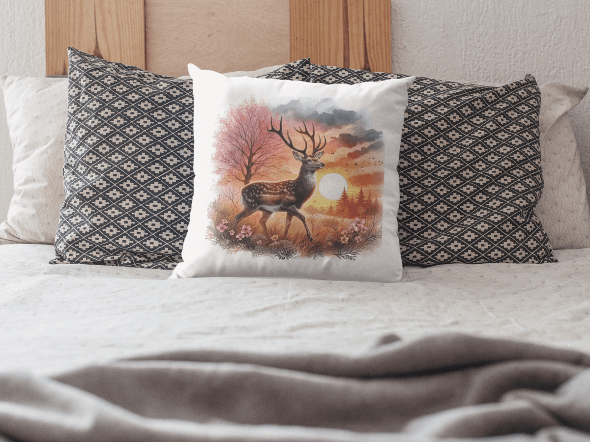 Kissenbezug mit Hirsch Motiv ohne Füllung 40x40 - BCS Design